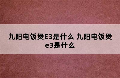 九阳电饭煲E3是什么 九阳电饭煲e3是什么